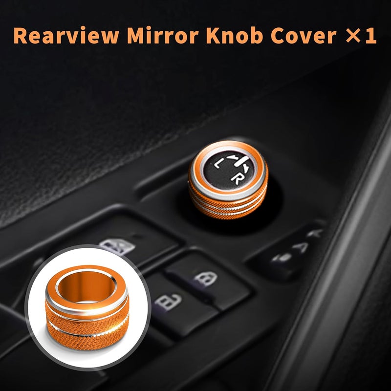 Polodunn for 2020-2025 2026 Toyota Corolla & 2022-2025 2026 Corolla Cross Accessories, 4pcs Aluminum Alloy Knob Cover Trim Set - Rearview Mirror Switch, AC & Push Start (Orange) - Image 4